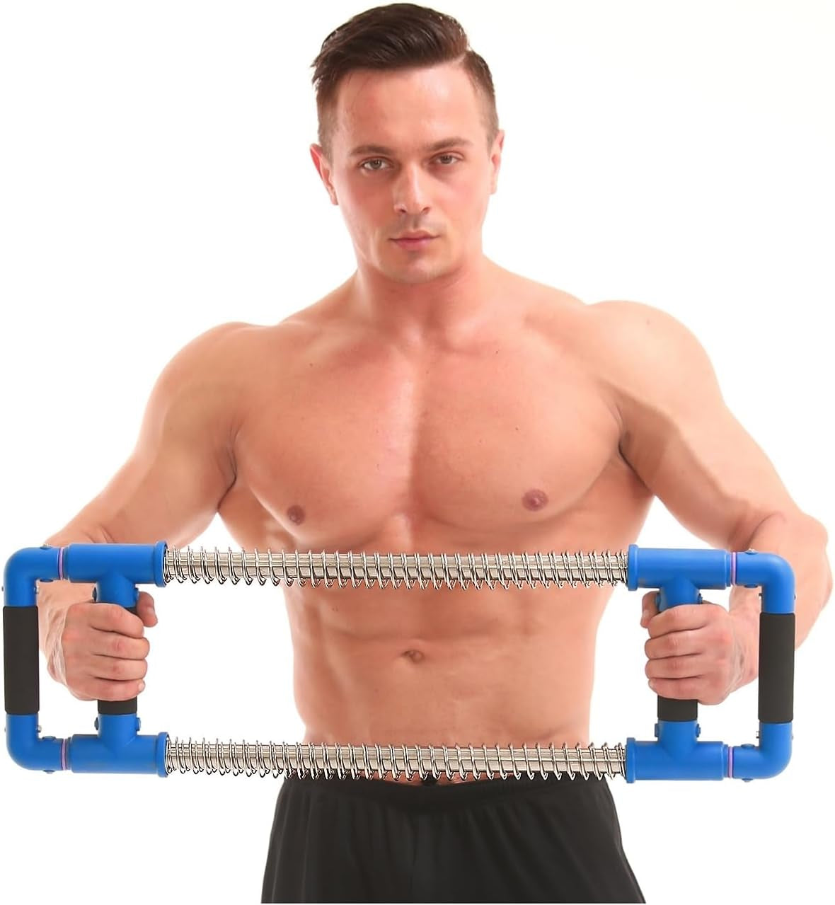 Push down Bar Machine - Chest Expander at Home Workout Equipment, Arm Exerciser Portable Spring Resistance Exercise Gym Kit for Home, Travel or Outdoors